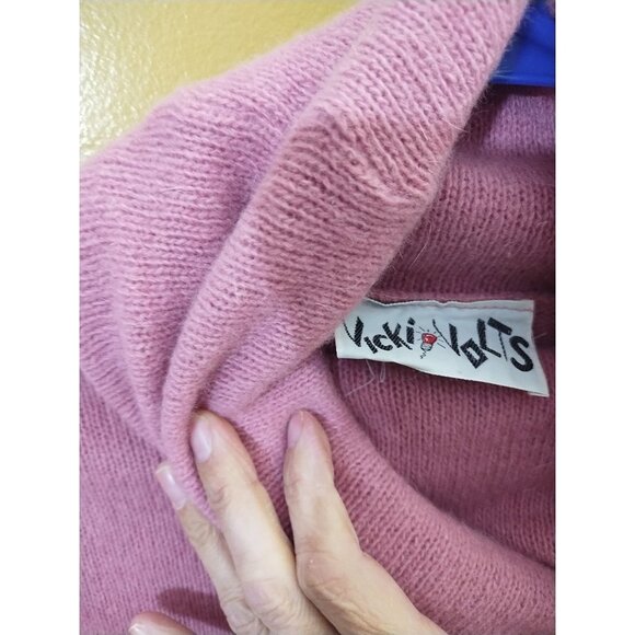 Vintage 90s Vicki Volts Wool-Angora Blend Turtleneck Sweater S - Picture 3 of 4